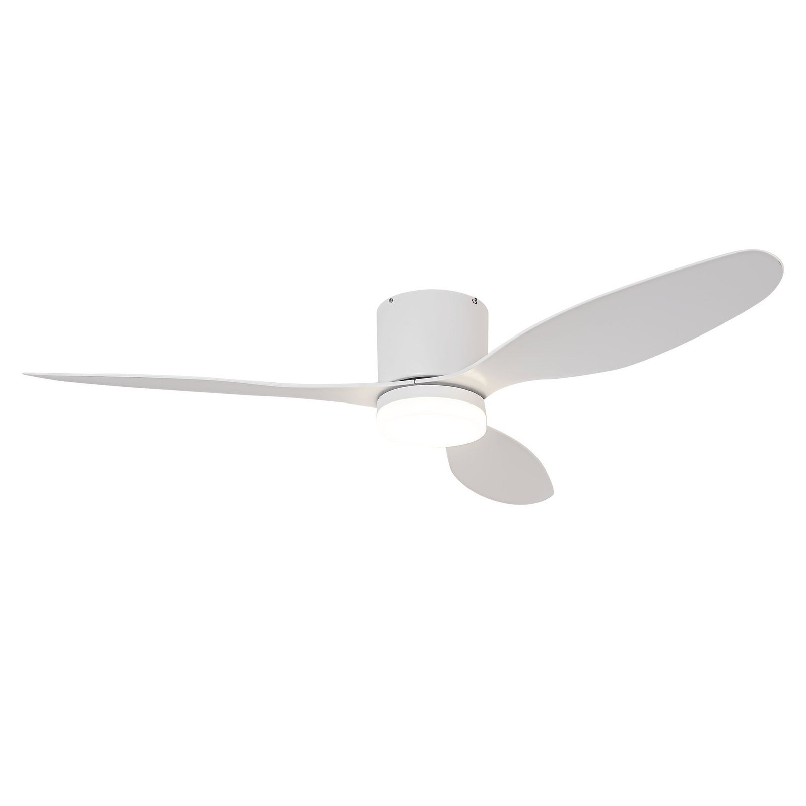 52" White Flush Mount DC Motor Ceiling Fan with LED Lighting