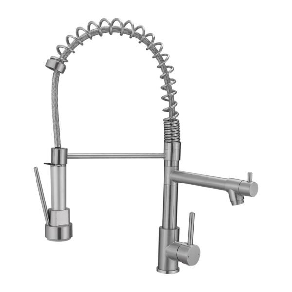 2-Function Kitchen Sink Faucet Single Handle Modern Kitchen Faucet with Sprayer Two Spout Commercial Spring Faucet for Kitchen Sink