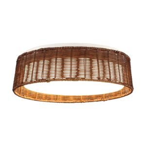 17" Traditional Brown Rattan Flush Mount Lighting with LED