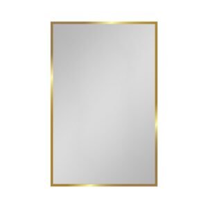 16 in. W x 28 in. H Rectangular Gold and White Iron and Aluminum Recessed/Surface Mount Medicine Cabinet with Mirror