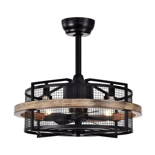 20" Industrial Downrod Mount Fandelier Ceiling Fan with Lighting and Remote Control - Image 2