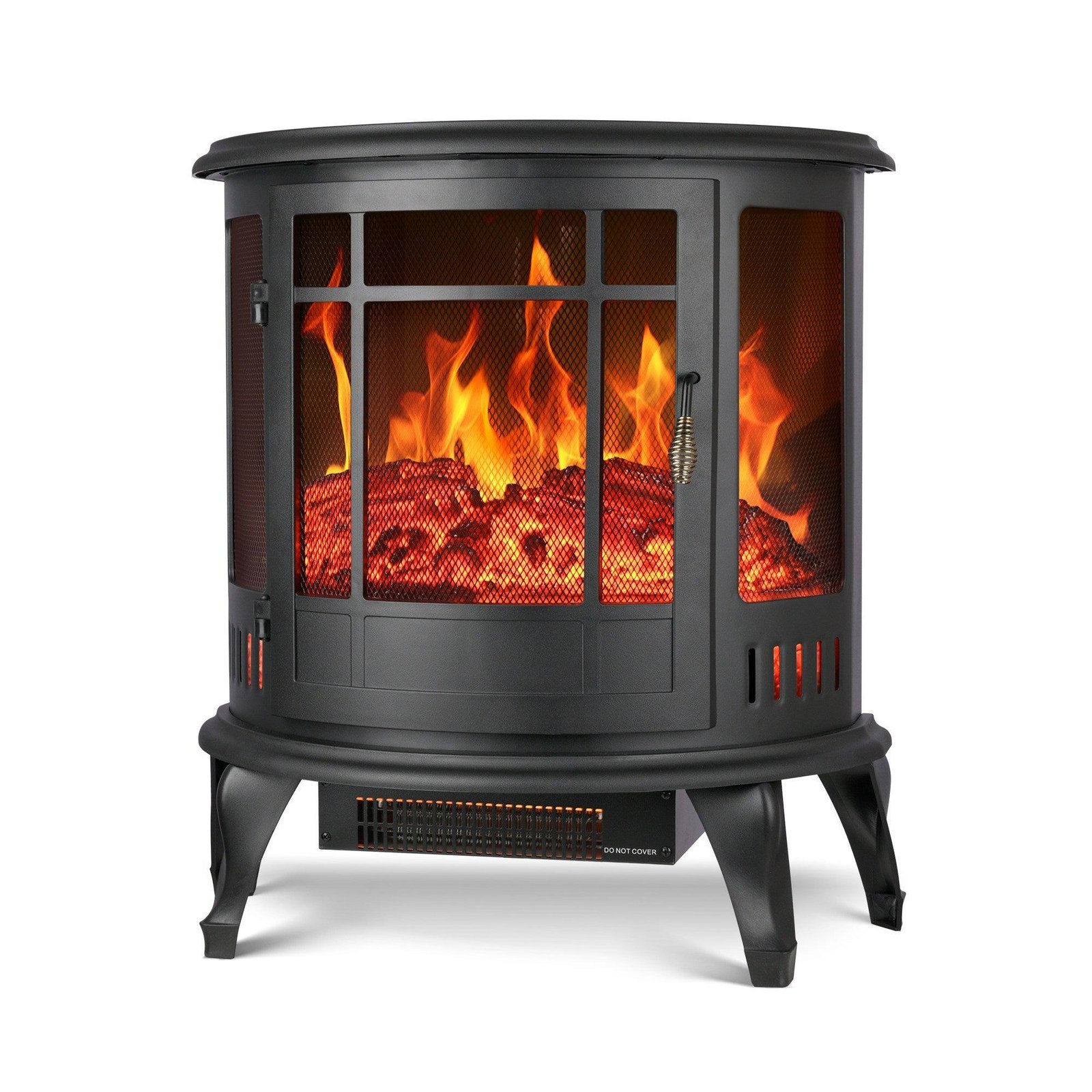 22" Black Freestanding Electric Fireplace Stove Heater - Image 2
