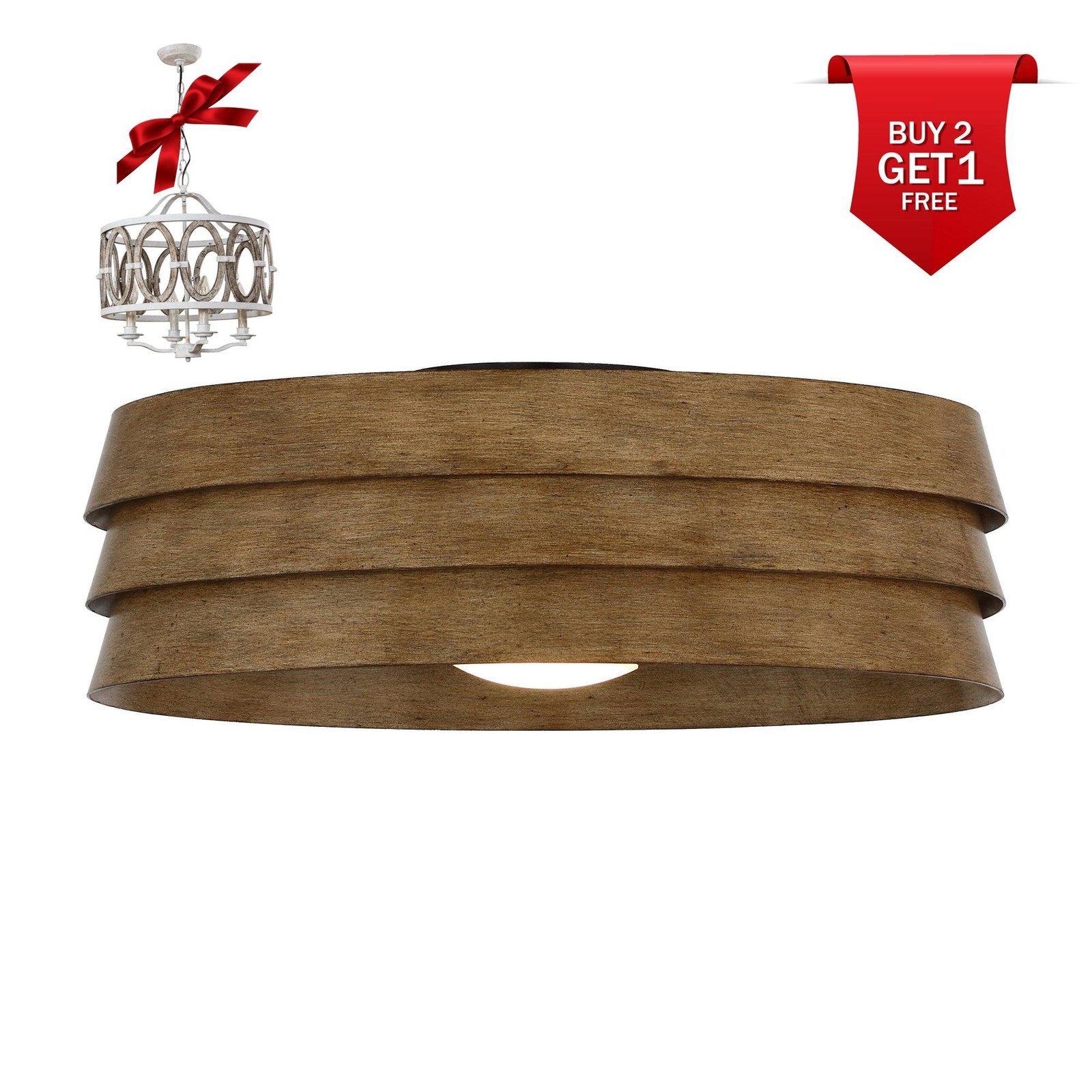 22" Farmhouse Flush Mount Reversible Ceiling Fan with LED Lighting and Remote Control