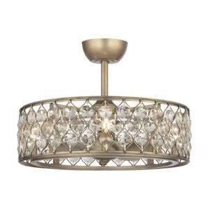 25" Modern Downrod Mount Crystal Fandelier with Lighting and Remote Control