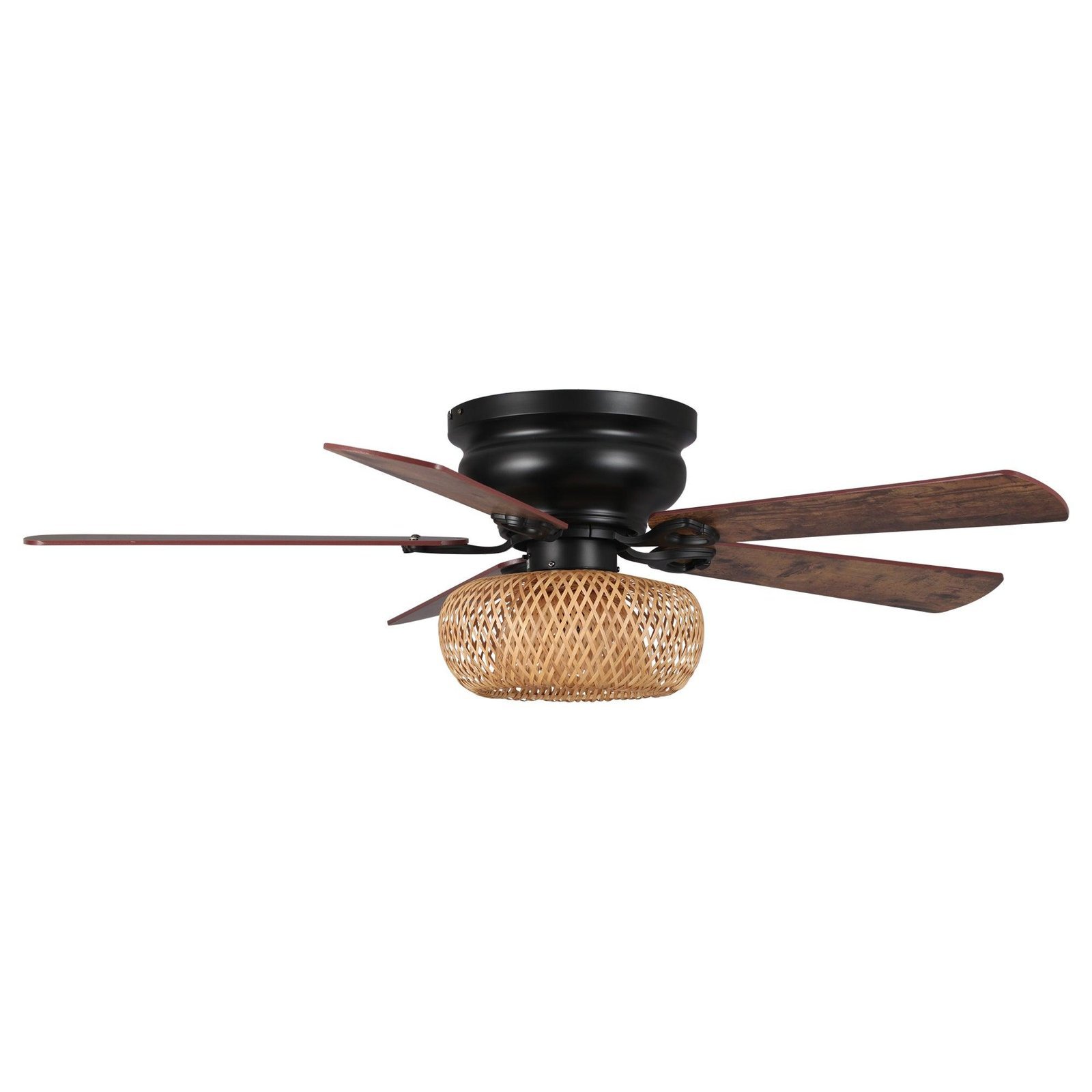 48" Bologna Farmhouse Flush Mount Reversible Ceiling Fan with Lighting and Remote Control