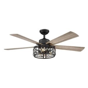52" Divisadero Farmhouse Downrod Mount Reversible Crystal Ceiling Fan with Lighting and Remote Control