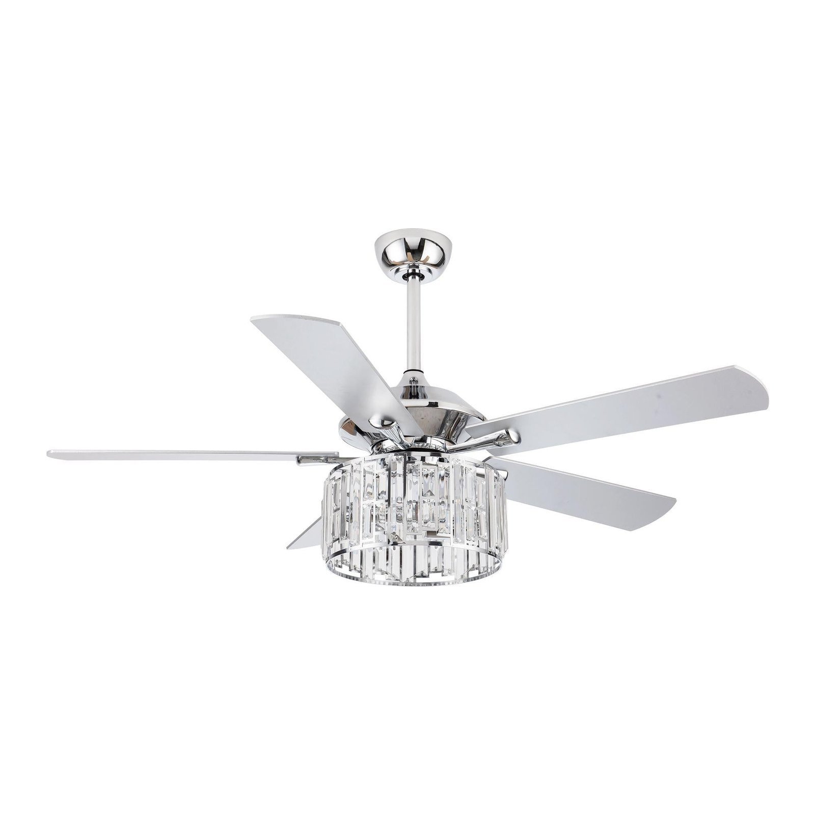 52" Shellie Modern Chrome Downrod Mount Reversible Ceiling Fan with Lighting and Remote Control