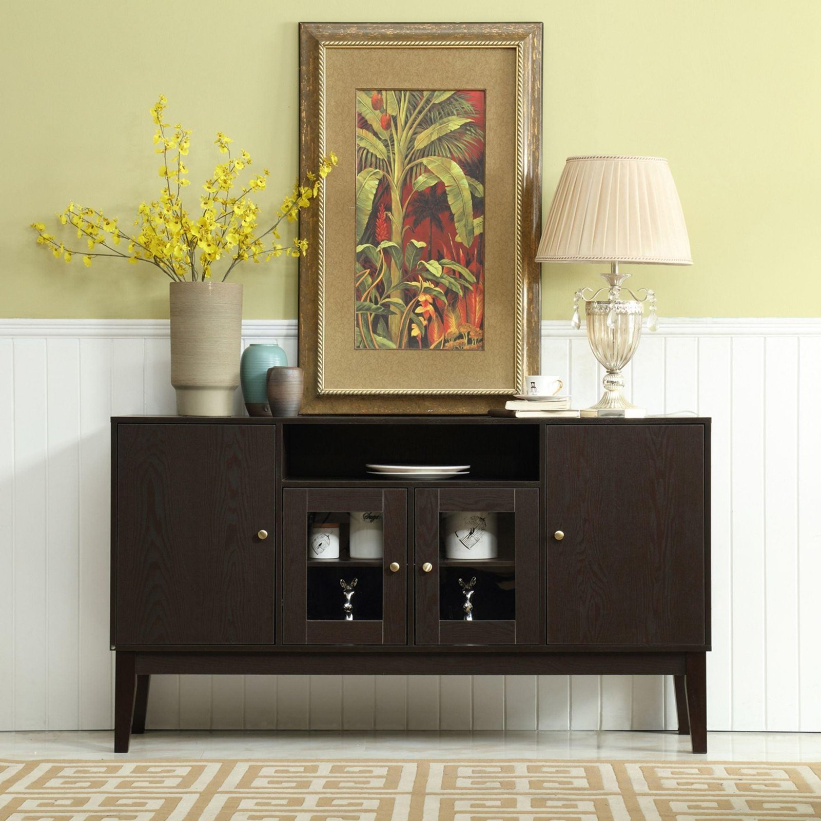 59" Wide 4-Door Buffet Cabinet TV Console Table