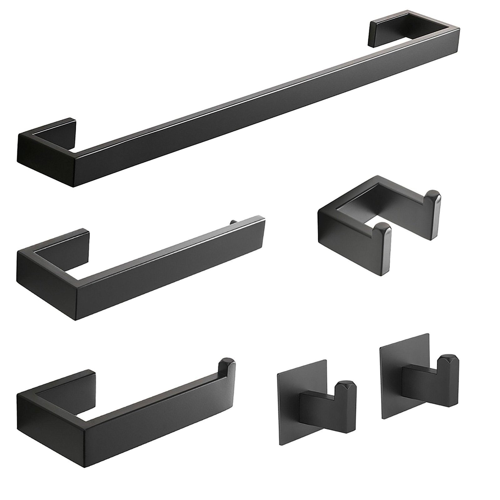 6-Piece Black Stainless Steel Wall Mounted Bathroom Hardware Set