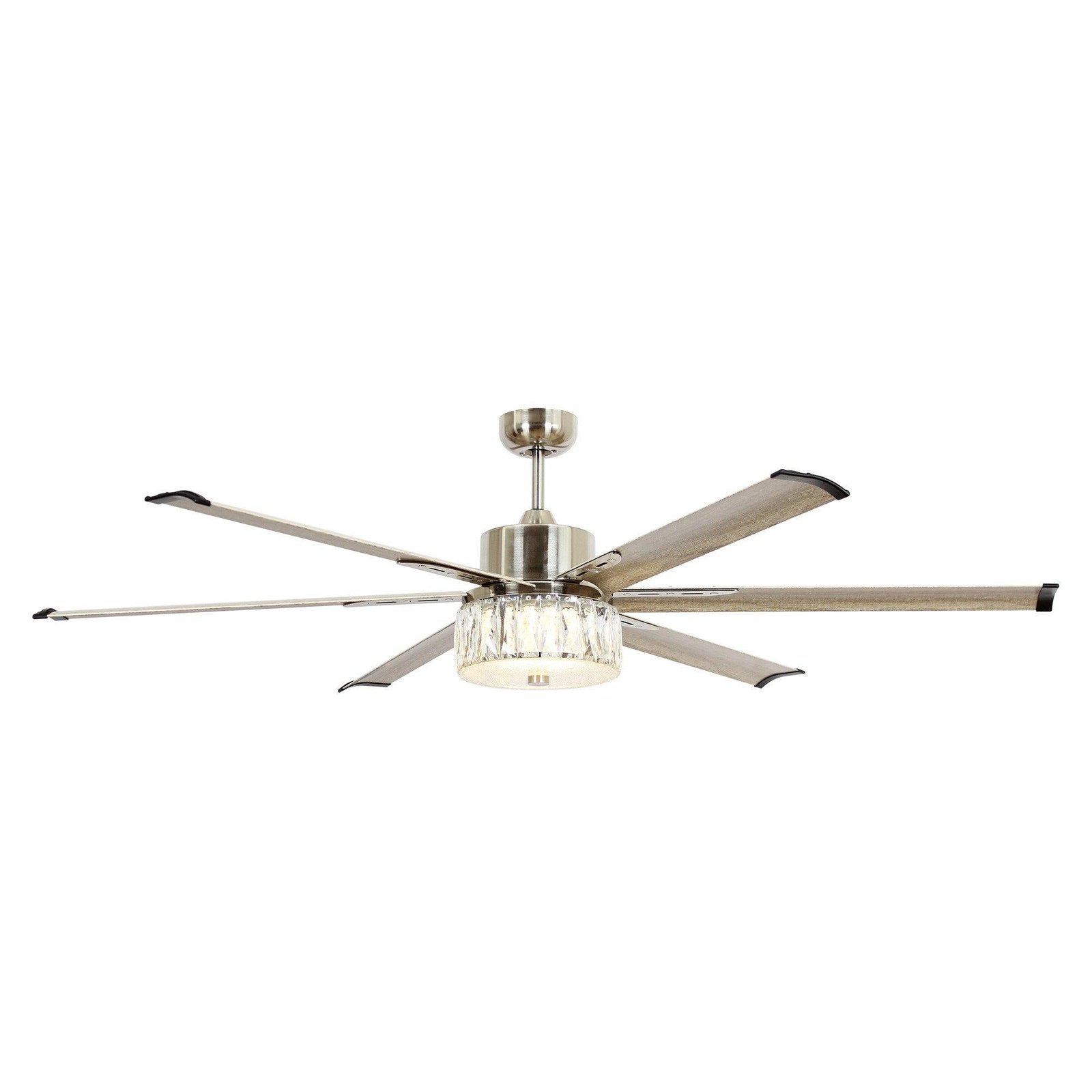 65" Modern Brushed Nickel DC Motor Downrod Mount Reversible Ceiling Fan with Lighting and Remote Control - Image 2