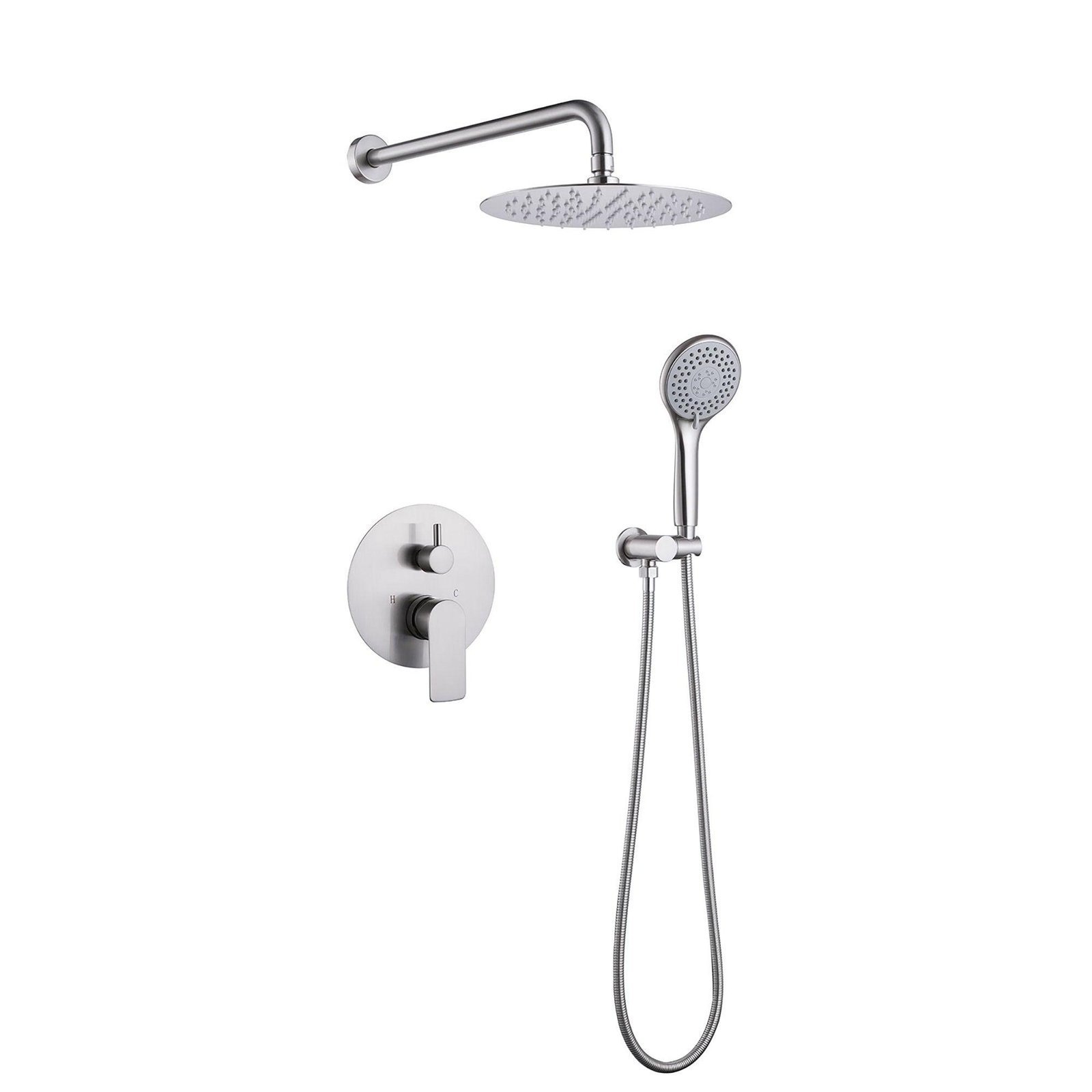 9.9-in Wall Mounted Modern Brushed Nickel / Golden Shower System with Handheld Shower