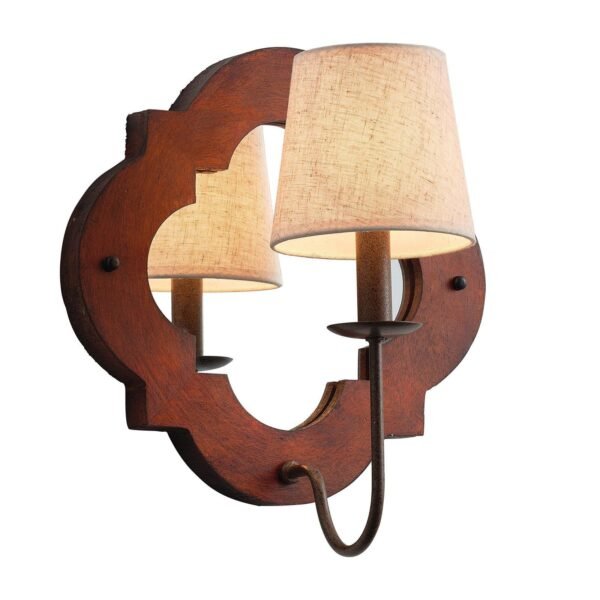 1-Light Modern Iron Wood Wall Sconce Lighting - Image 2