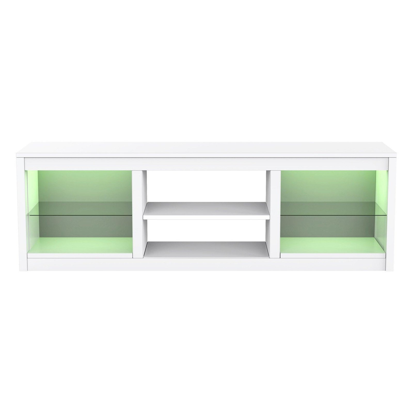 66" Modern LED TV Stand Entertainment Center with Glass Shelves for Living Room - Image 2