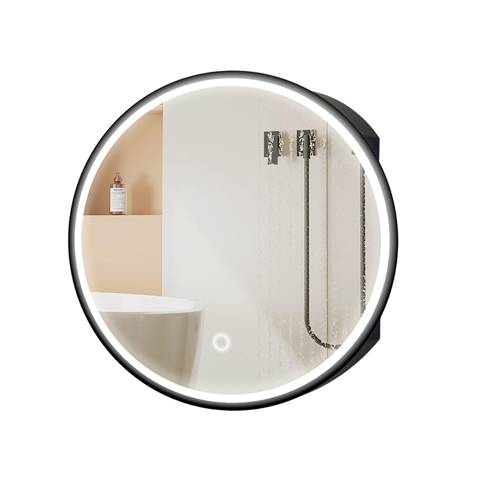 24 in. W x 24 in. H x 4.9 in. D Round Surface Mount Black Bathroom Medicine Cabinet with Mirror