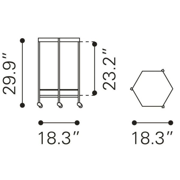 Cart ZUO Home Bar Cart | Copper Gold | Painted Steel | Inside - Image 10
