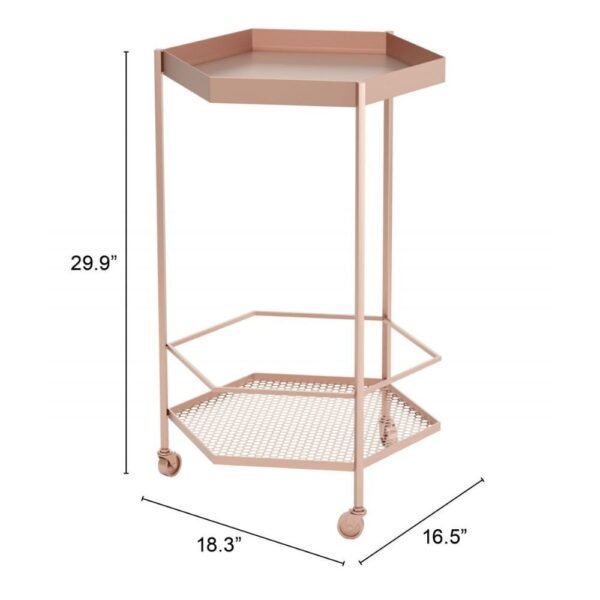Cart ZUO Home Bar Cart | Copper Gold | Painted Steel | Inside - Image 9