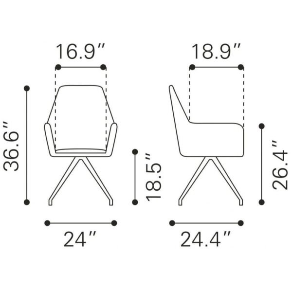 Chair Watkins Zuo Dining Chair | Gray Black - Image 12