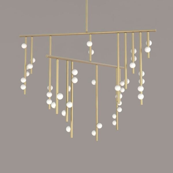 Brass Glass Drop Chandelier - Image 2
