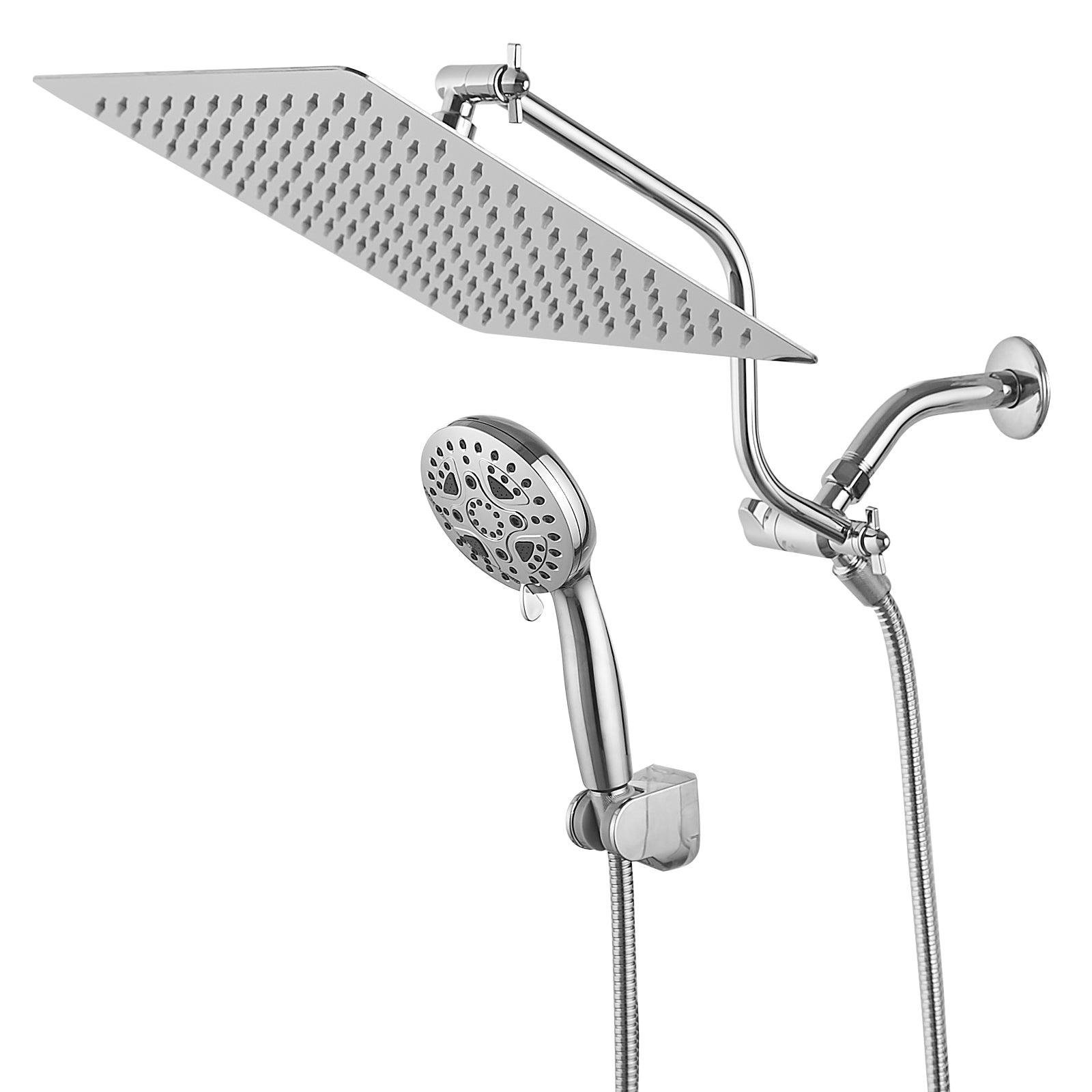 7-Spray Setting Dual Wall Mount Dual Shower Heads and Handheld Shower Head
