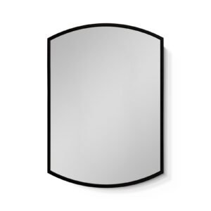 16 in. W x 26 in. H x 5.3 in. D Black Arched Soft Close Medicine Cabinet with Mirror