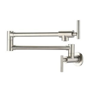 Black or Brush Nickel Wall Mounted Pot Filler with Double-Handle